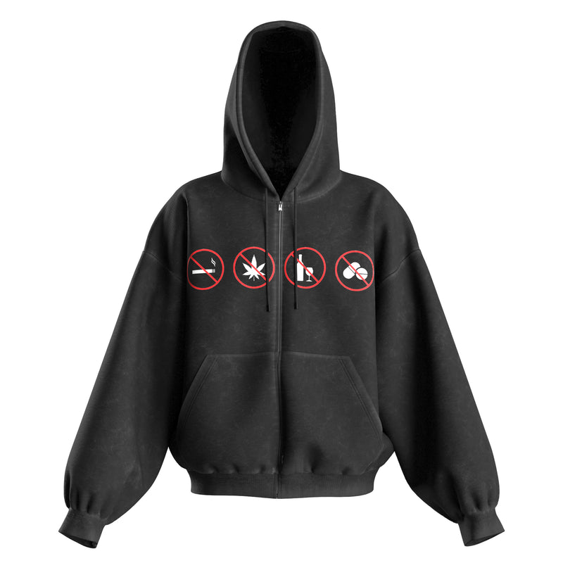 NO DRUGS ZIP HOODIE