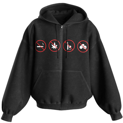 NO DRUGS ZIP HOODIE